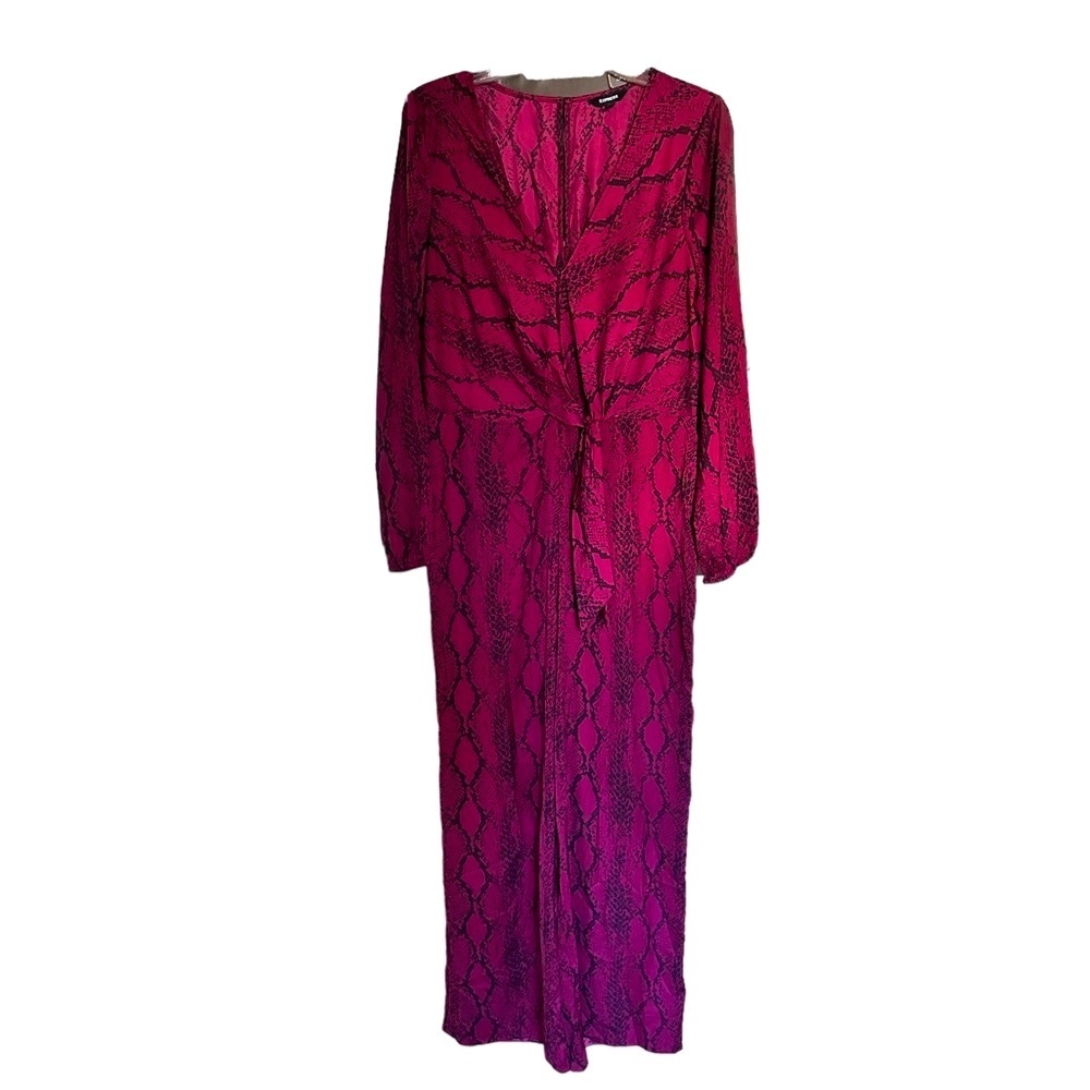 Express Burgundy Snake Print Jumpsuit